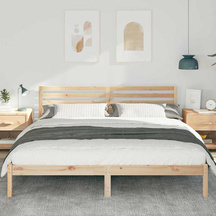 Sengestel med hovedgærde Brun 200 x 200 cm Massiv fyrretræ