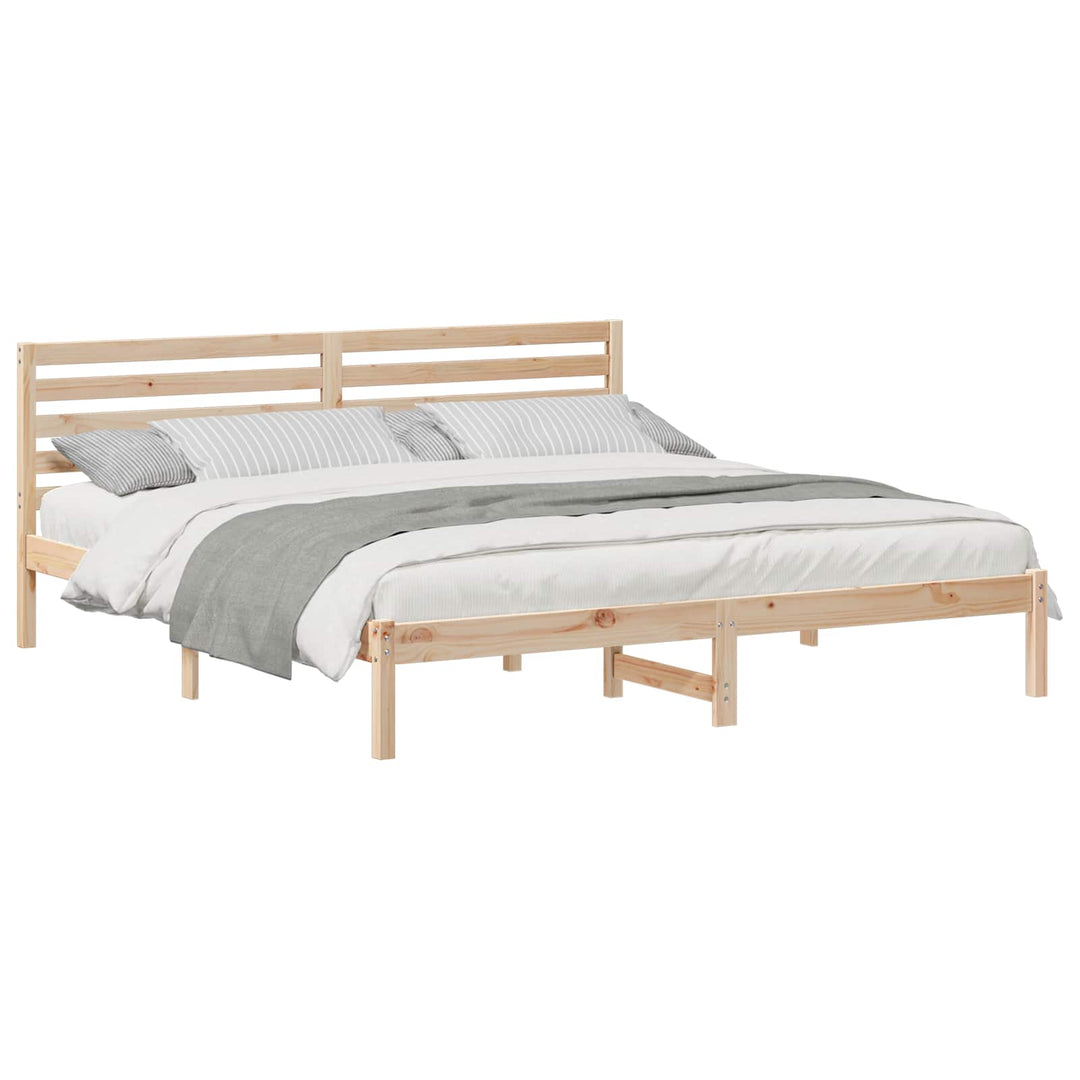 Sengestel med hovedgærde Brun 200 x 200 cm Massiv fyrretræ
