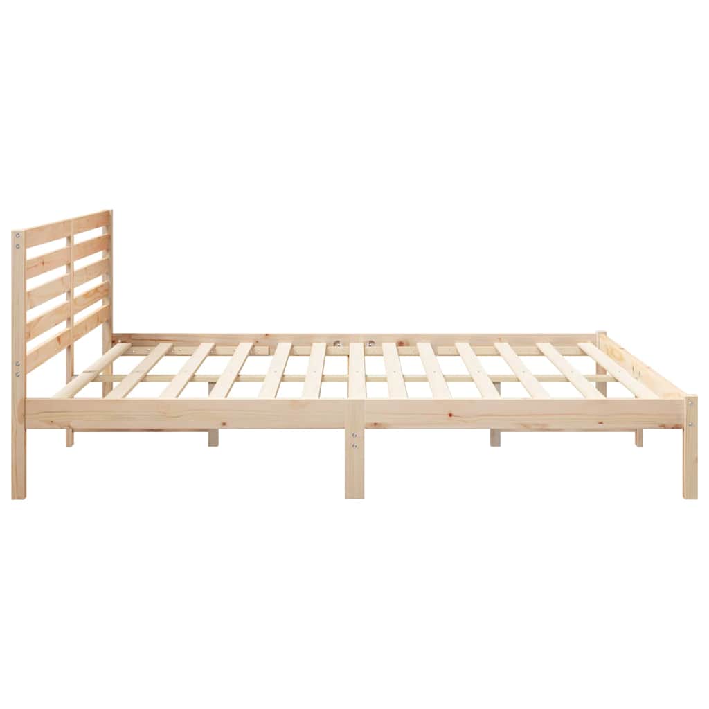 Sengestel med hovedgærde Brun 200 x 200 cm Massiv fyrretræ