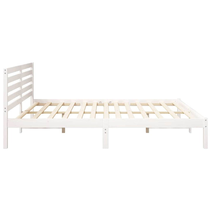 Sengestel med hovedgærde Hvid 200 x 200 cm Massiv fyrretræ