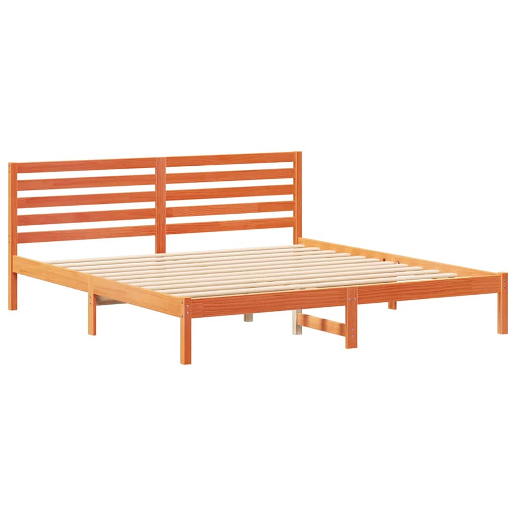 Sengestel med hovedgærde Voks brun 200 x 200 cm Massiv fyrretræ