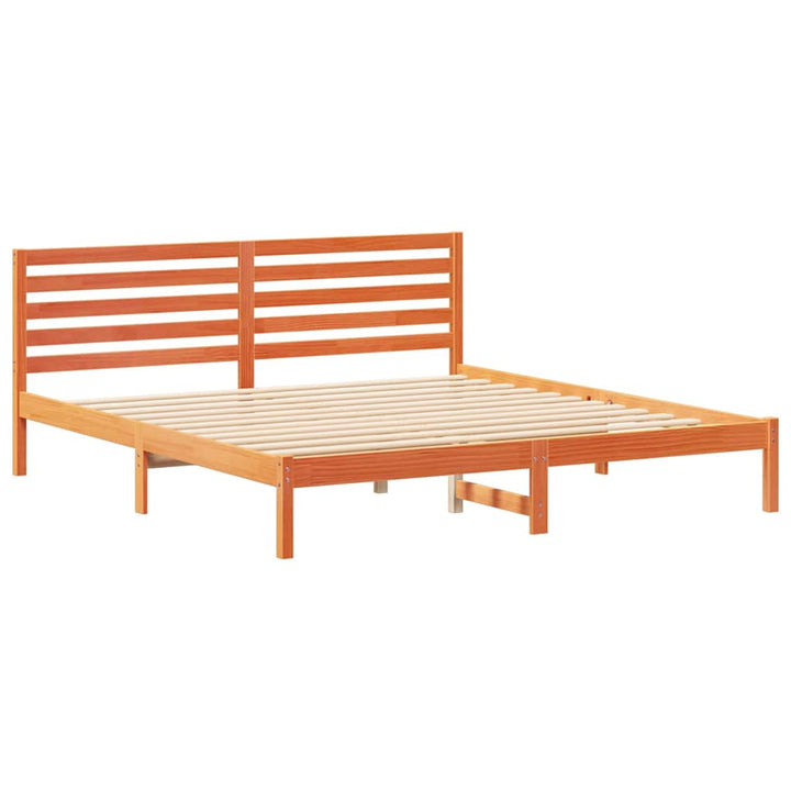 Sengestel med hovedgærde Voks brun 180 x 200 cm Massiv fyrretræ