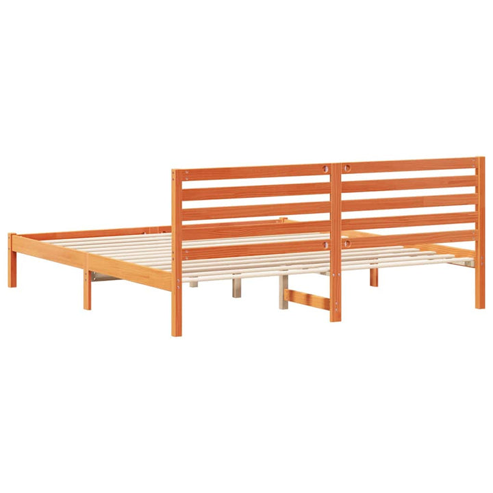 Sengestel med hovedgærde Voks brun 180 x 200 cm Massiv fyrretræ