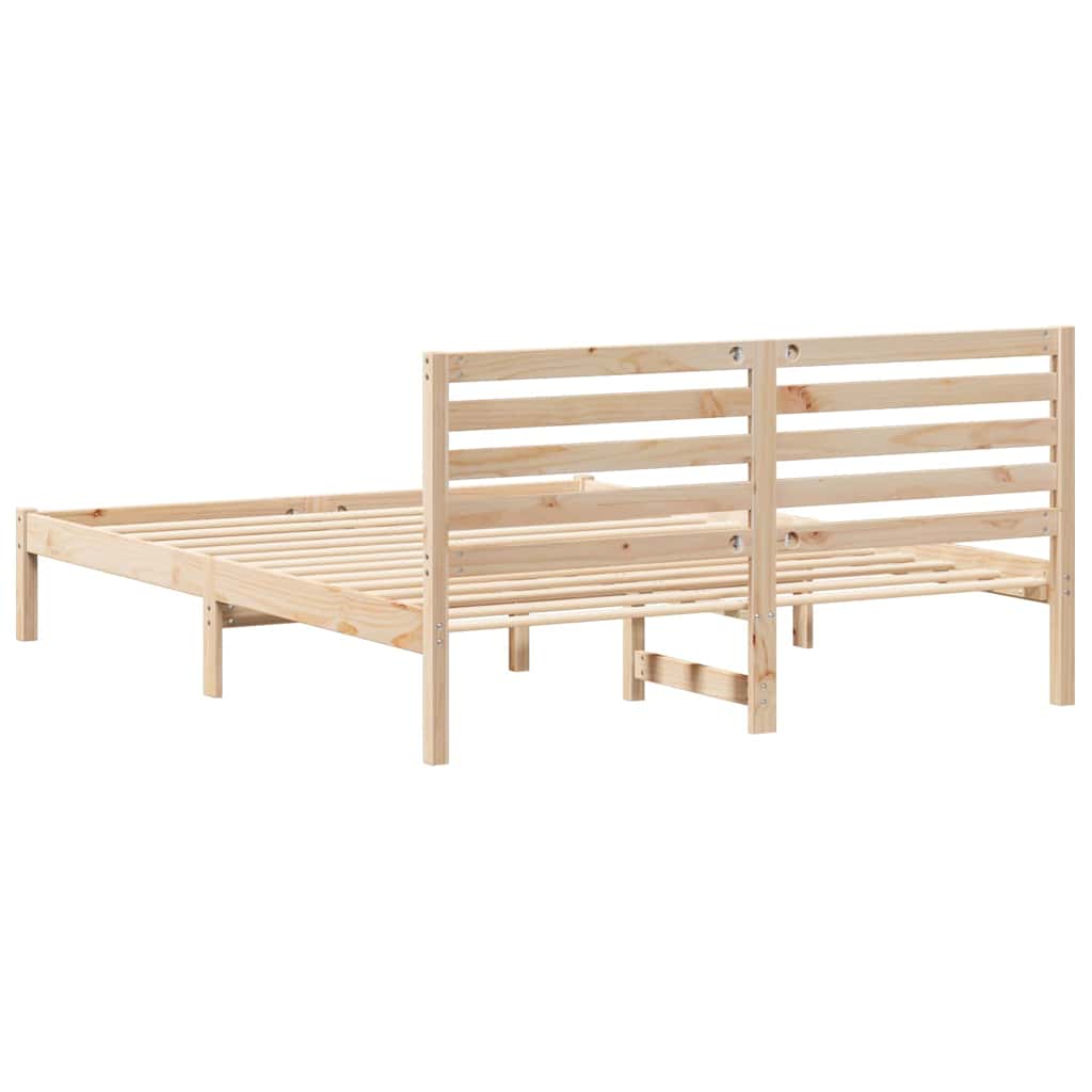 Sengestel med hovedgærde Brun 160 x 200 cm Massiv fyrretræ