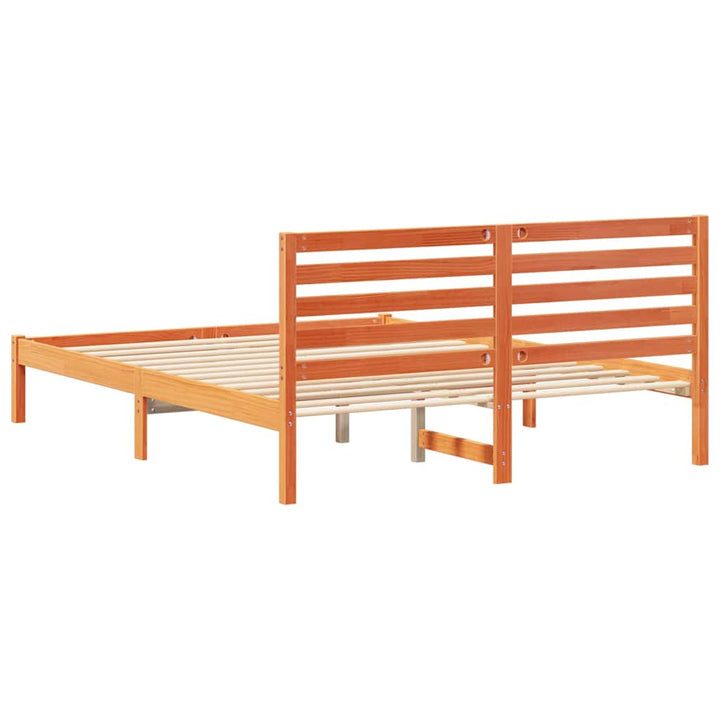 Sengestel med hovedgærde Voks brun 150 x 200 cm Massiv fyrretræ