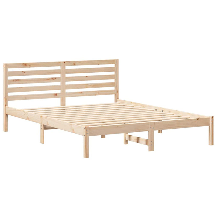 Sengestel med hovedgærde Brun 140 x 200 cm Massiv fyrretræ