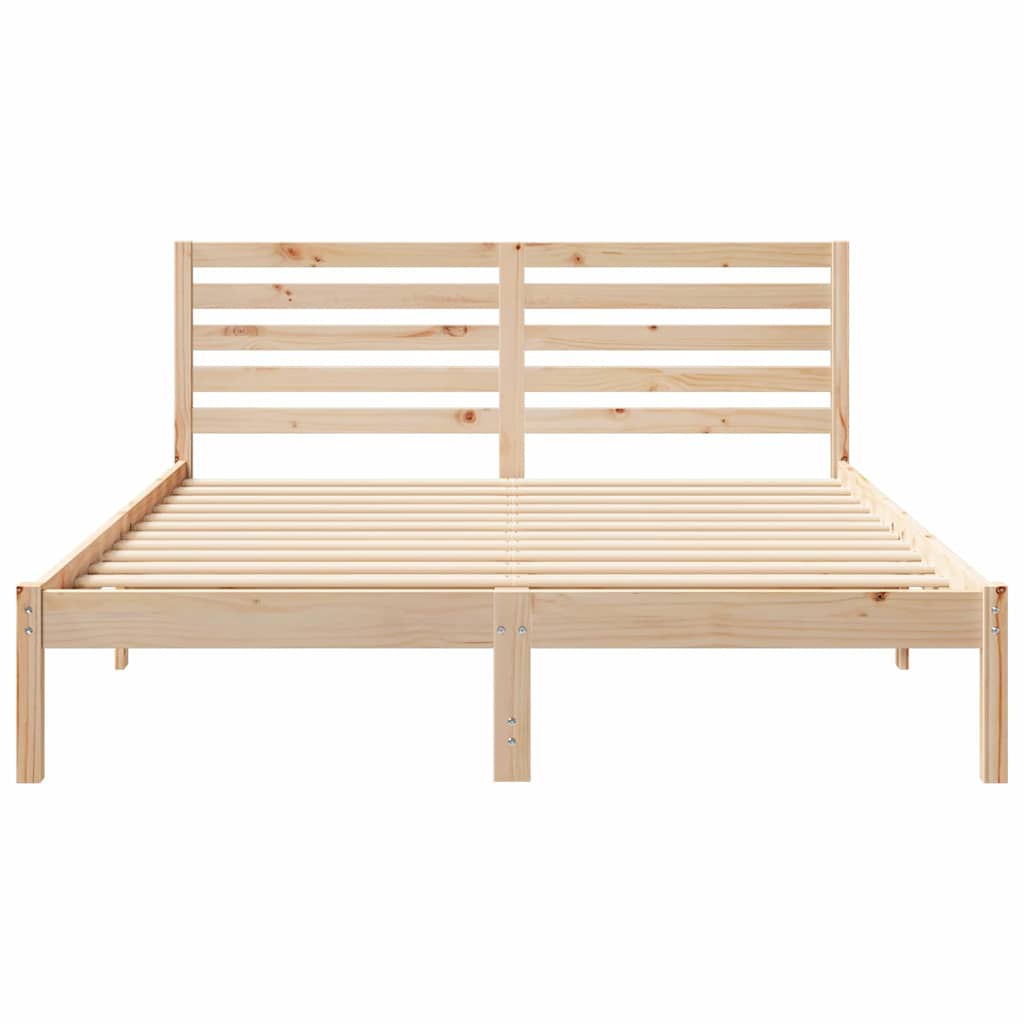 Sengestel med hovedgærde Brun 140 x 200 cm Massiv fyrretræ