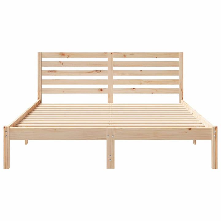 Sengestel med hovedgærde Brun 140 x 200 cm Massiv fyrretræ