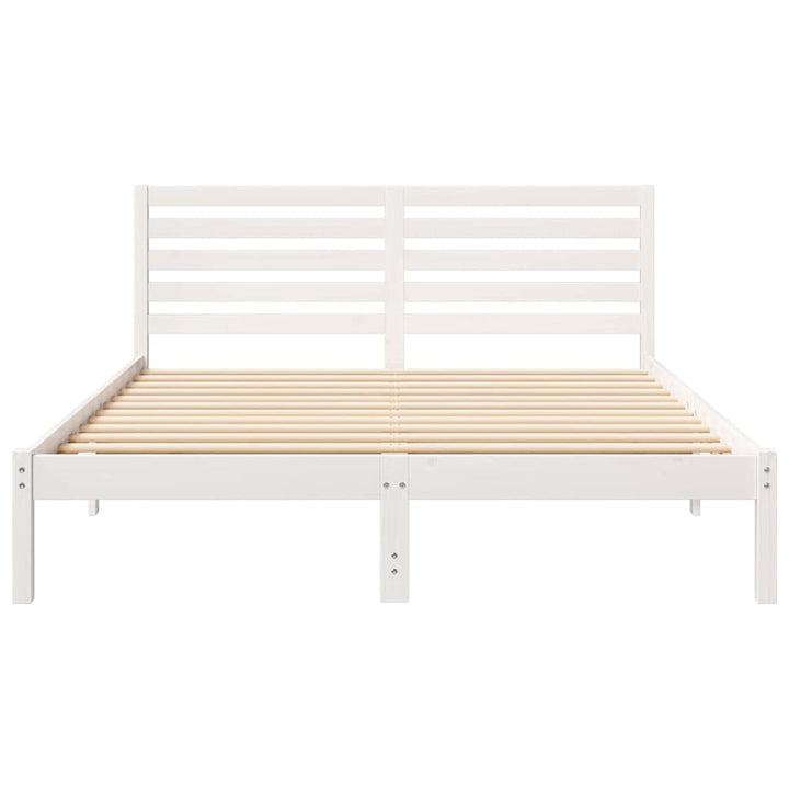 Sengestel med hovedgærde Hvid 140 x 200 cm Massiv fyrretræ