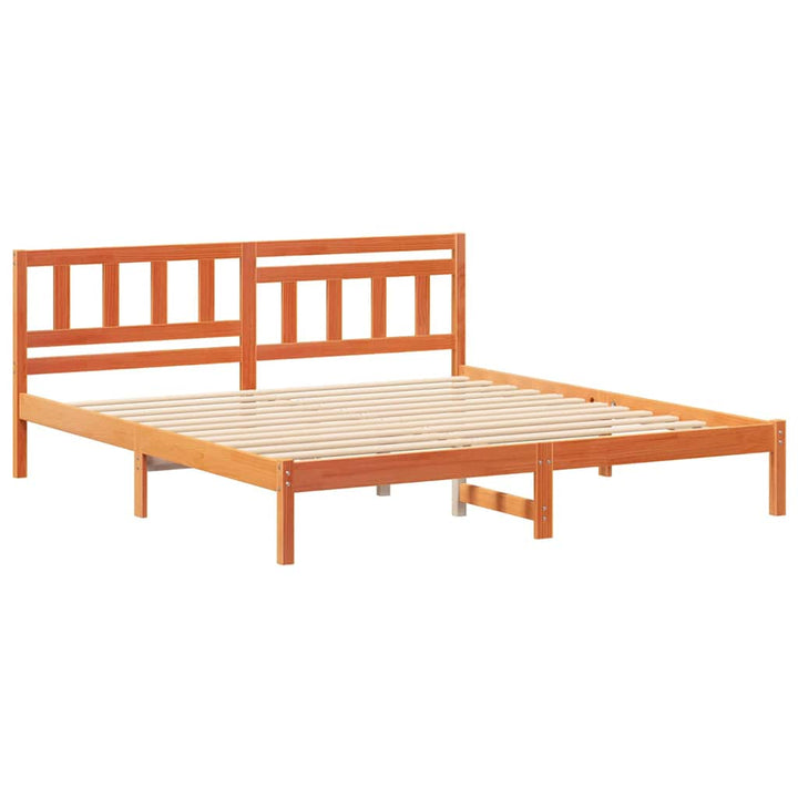 Sengestel med hovedgærde Voks brun 140 x 200 cm Massiv fyrretræ