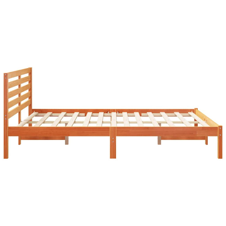 Sengestel med hovedgærde Voks brun 140 x 200 cm Massiv fyrretræ