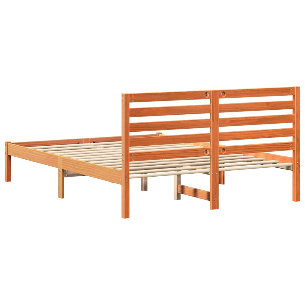 Sengestel med hovedgærde Voks brun 120 x 200 cm Massiv fyrretræ