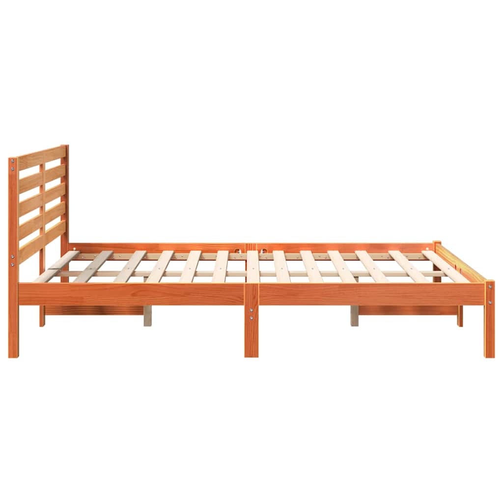 Sengestel med hovedgærde Voks brun 120 x 200 cm Massiv fyrretræ