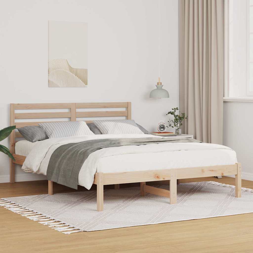 Sengestel med hovedgærde Brun 120 x 190 cm Massiv fyrretræ