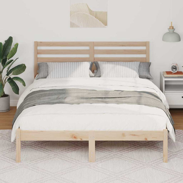 Sengestel med hovedgærde Brun 120 x 190 cm Massiv fyrretræ
