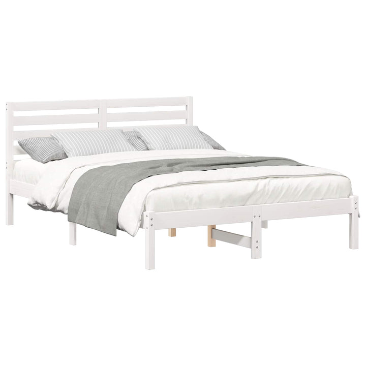 Sengestel med hovedgærde Hvid 120 x 190 cm Massiv fyrretræ