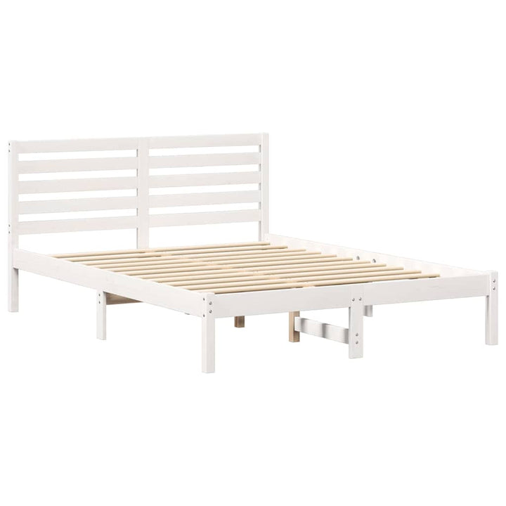 Sengestel med hovedgærde Hvid 120 x 190 cm Massiv fyrretræ