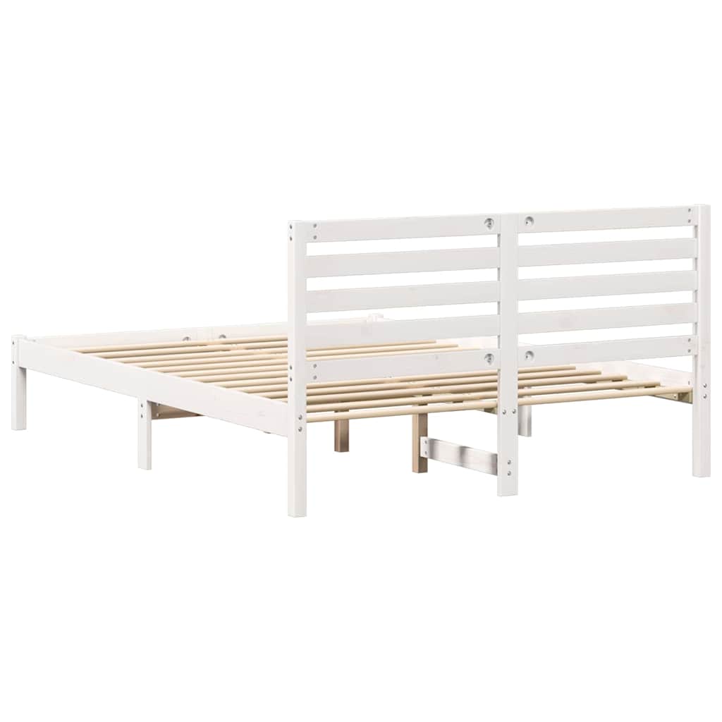 Sengestel med hovedgærde Hvid 120 x 190 cm Massiv fyrretræ
