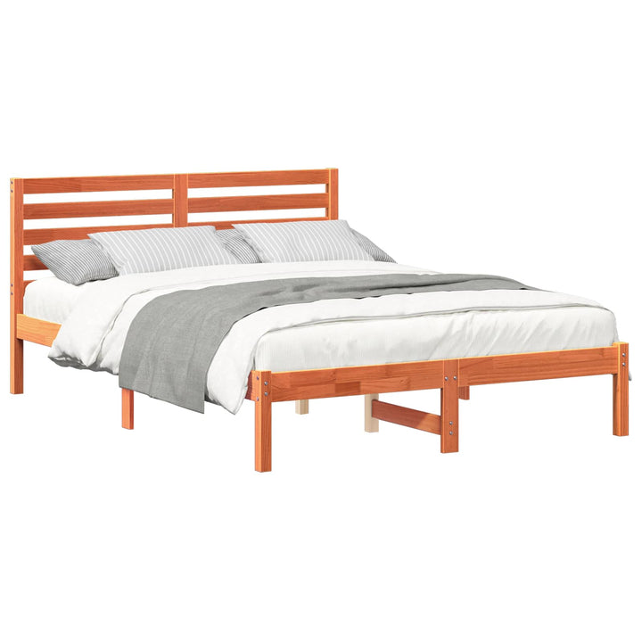 Sengestel med hovedgærde Voks brun 120 x 190 cm Massiv fyrretræ