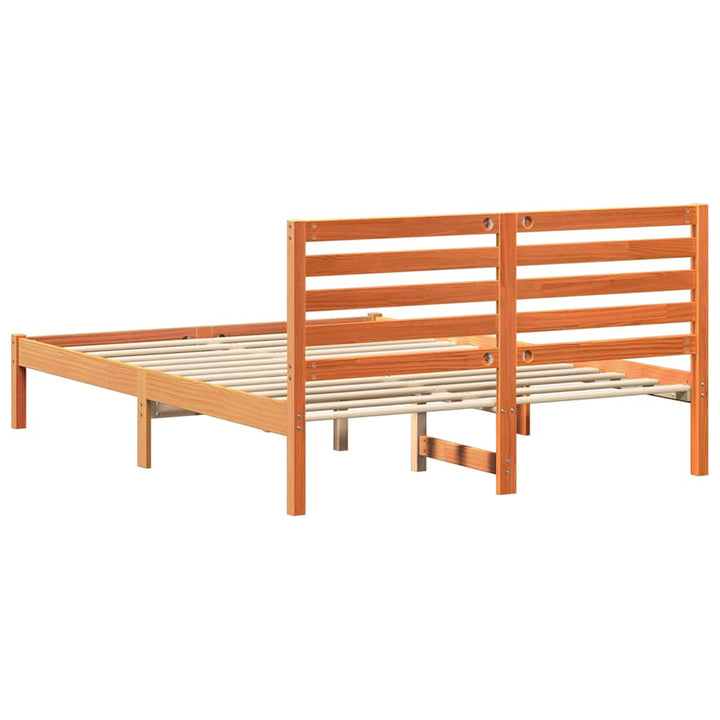 Sengestel med hovedgærde Voks brun 120 x 190 cm Massiv fyrretræ