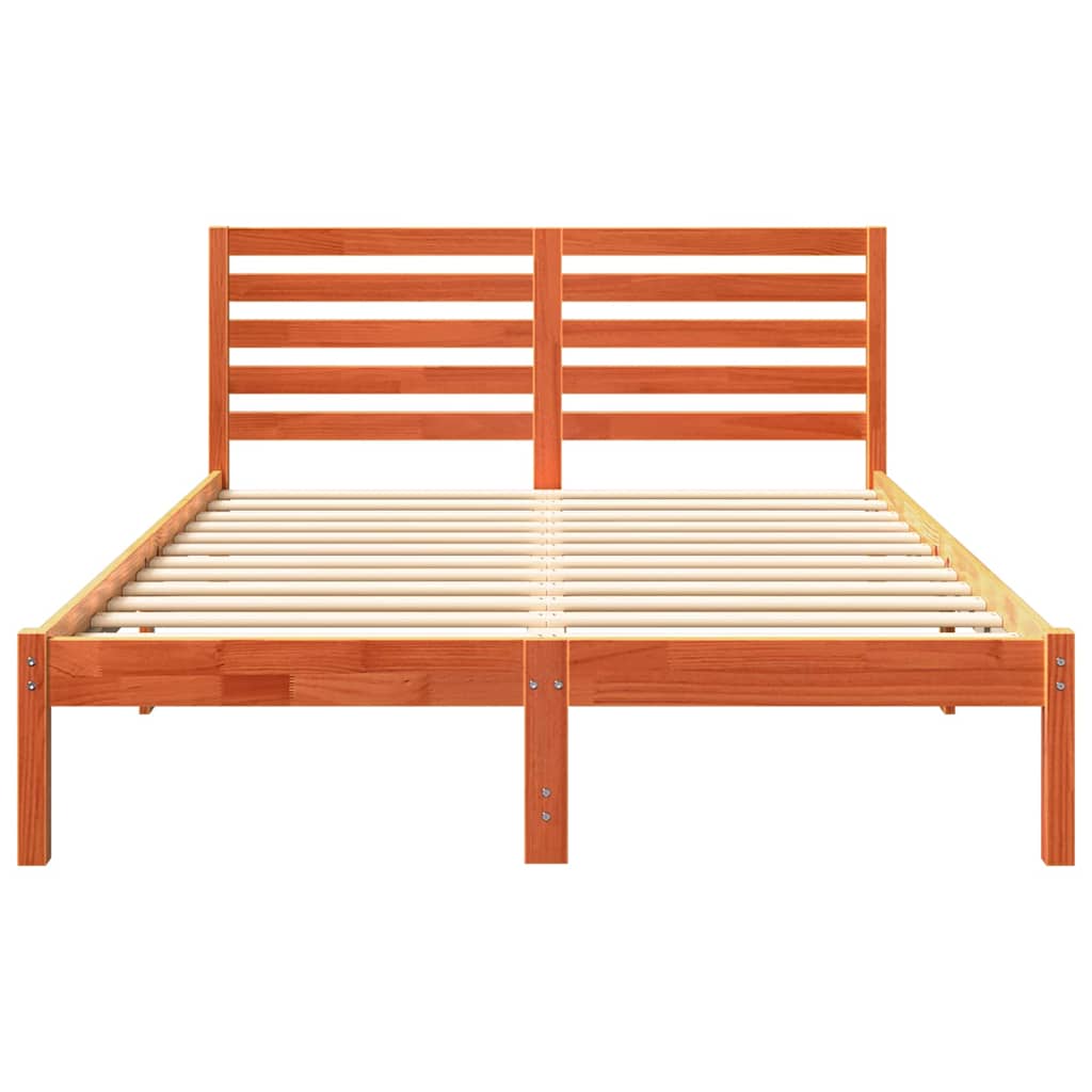 Sengestel med hovedgærde Voks brun 120 x 190 cm Massiv fyrretræ