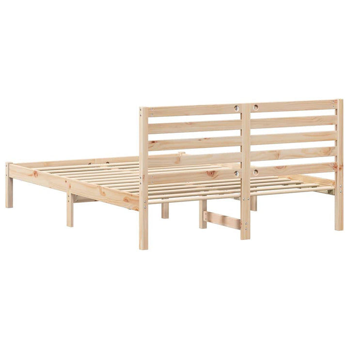 Sengestel med hovedgærde Brun 140 x 190 cm Massiv fyrretræ
