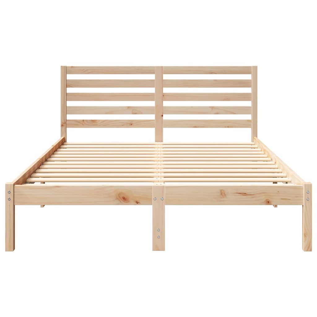 Sengestel med hovedgærde Brun 140 x 190 cm Massiv fyrretræ