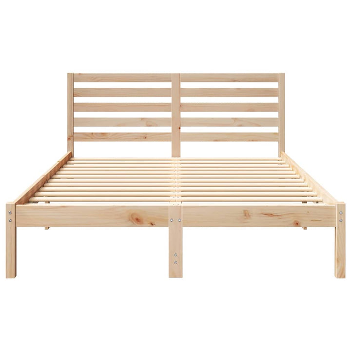 Sengestel med hovedgærde Brun 140 x 190 cm Massiv fyrretræ