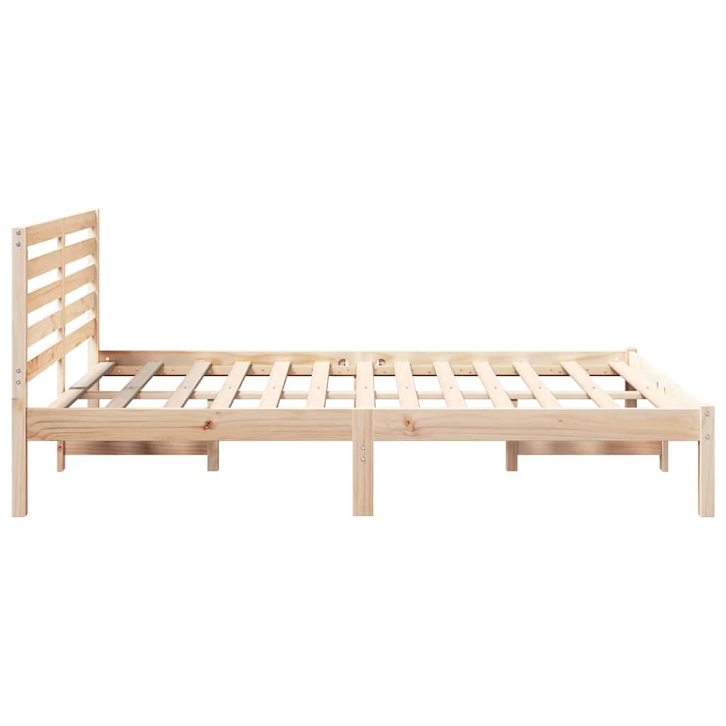 Sengestel med hovedgærde Brun 140 x 190 cm Massiv fyrretræ