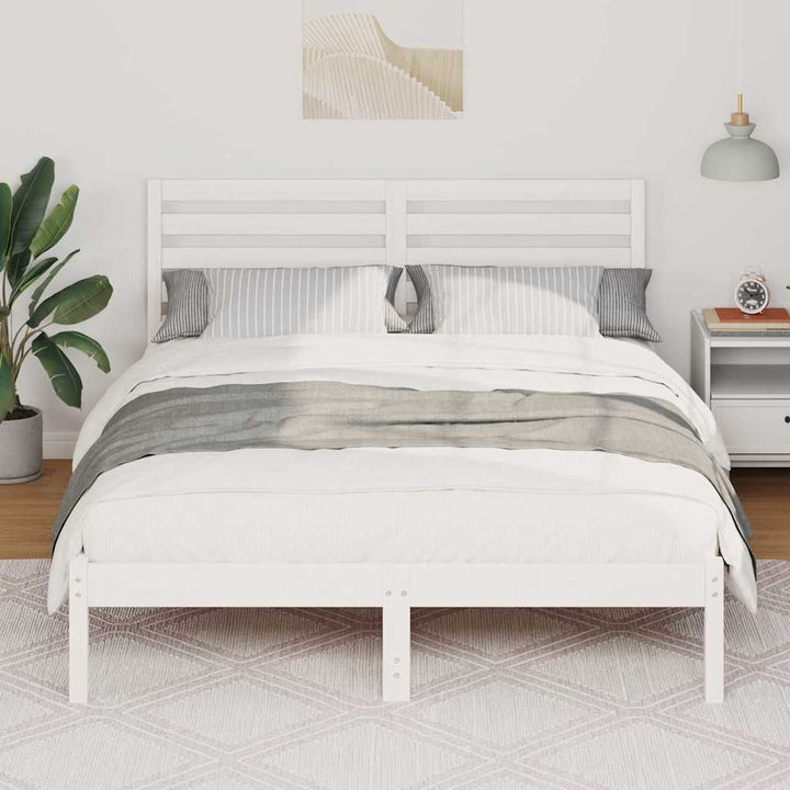 Sengestel med hovedgærde Hvid 140 x 190 cm Massiv fyrretræ
