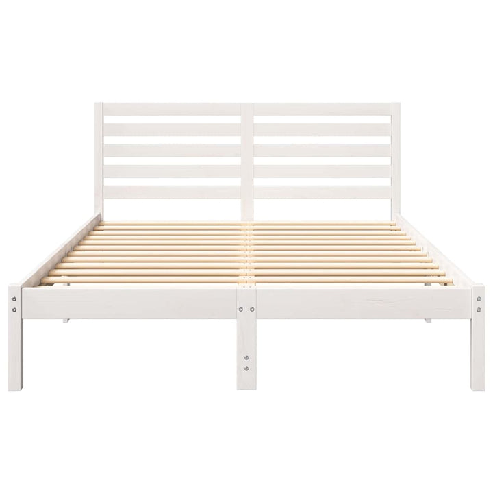 Sengestel med hovedgærde Hvid 135 x 190 cm Massiv fyrretræ