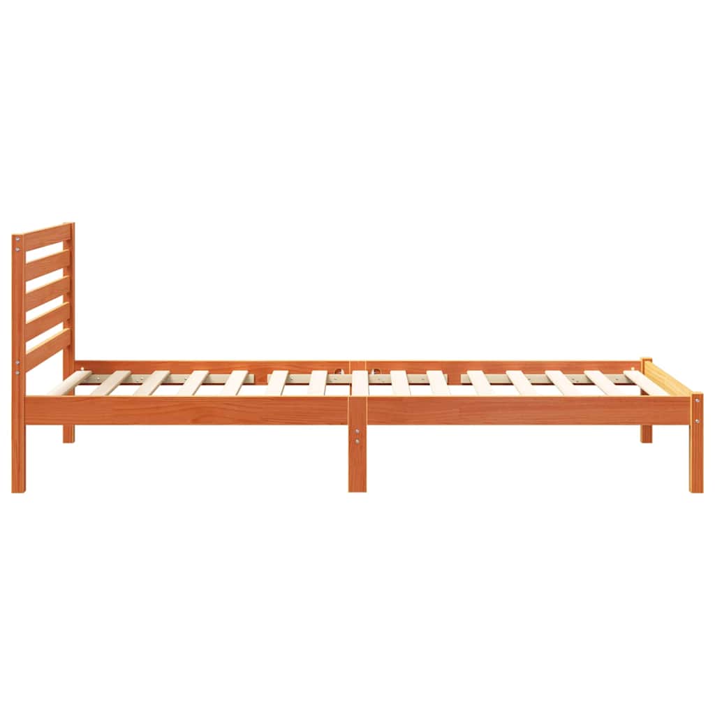 Sengestel med hovedgærde Voks brun 80 x 210 cm Massiv fyrretræ