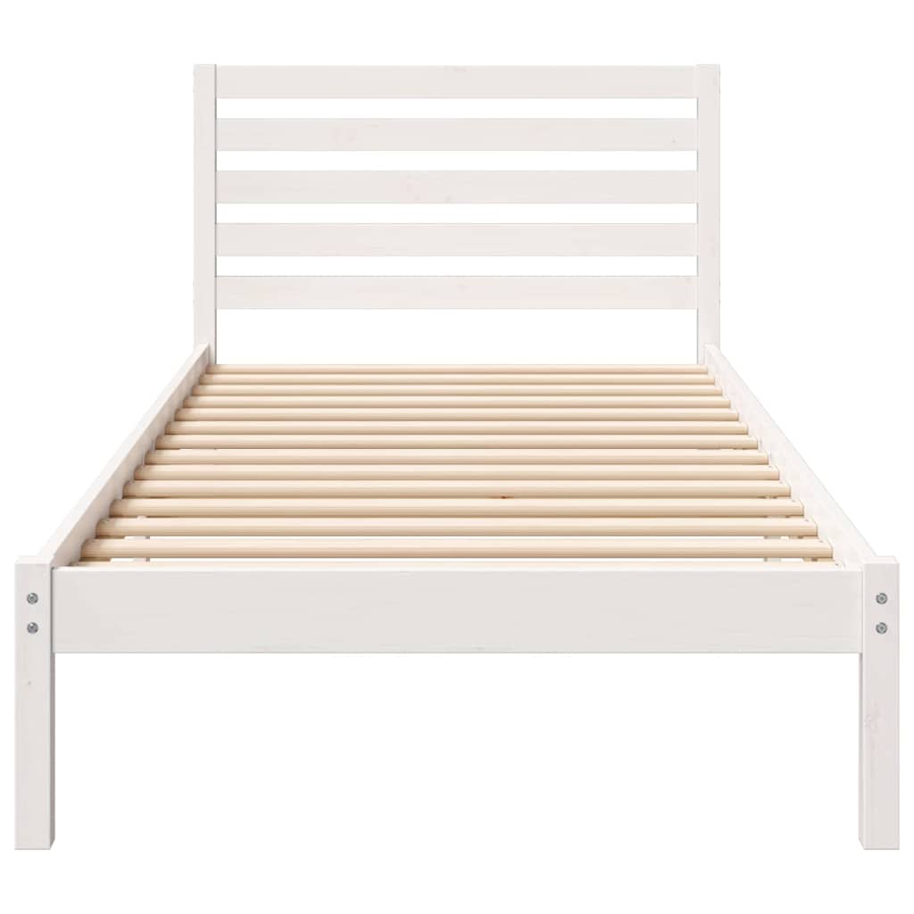 Sengestel med hovedgærde Hvid 90 x 210 cm Massiv fyrretræ