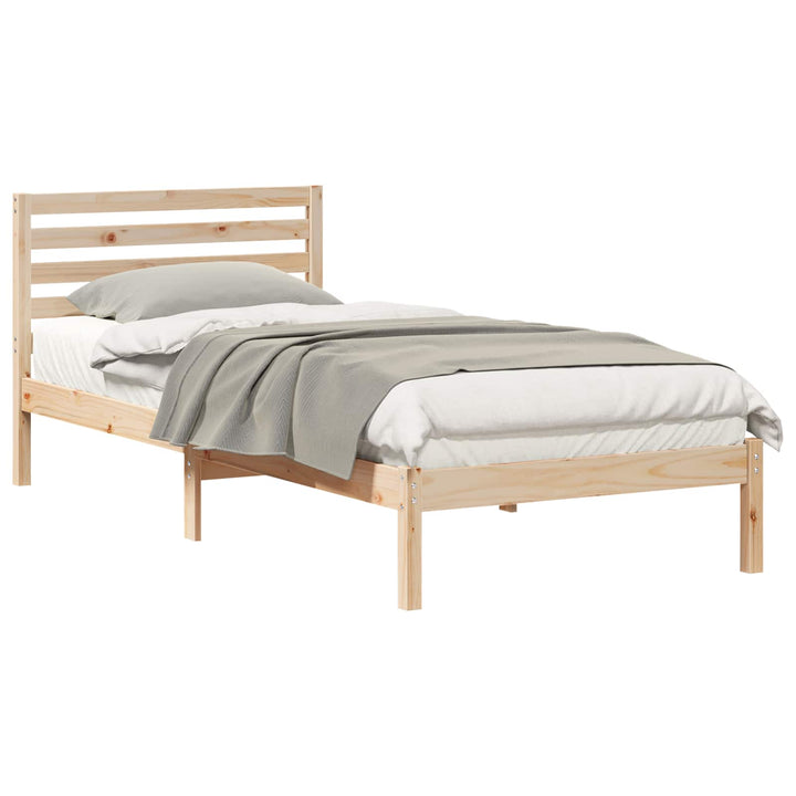 Sengestel med hovedgærde Brun 100 x 210 cm Massiv fyrretræ