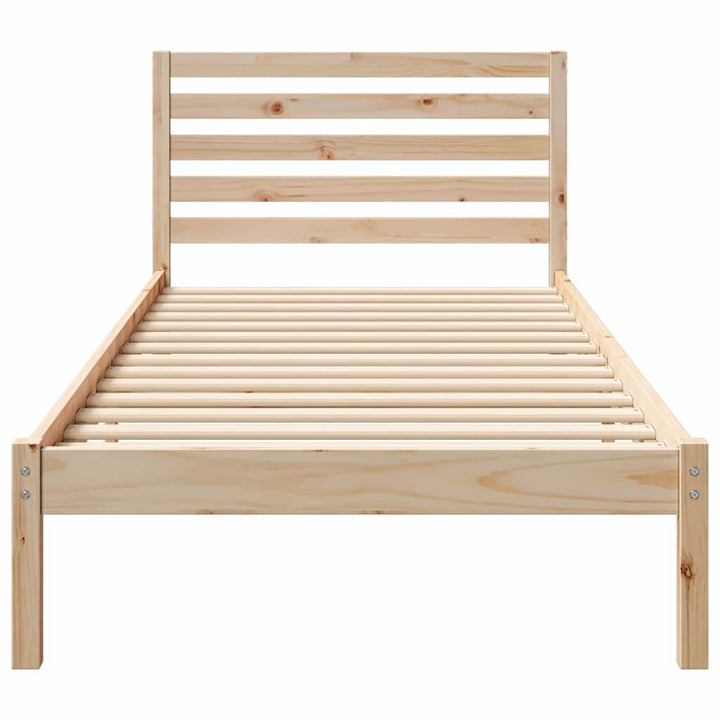 Sengestel med hovedgærde Brun 100 x 210 cm Massiv fyrretræ