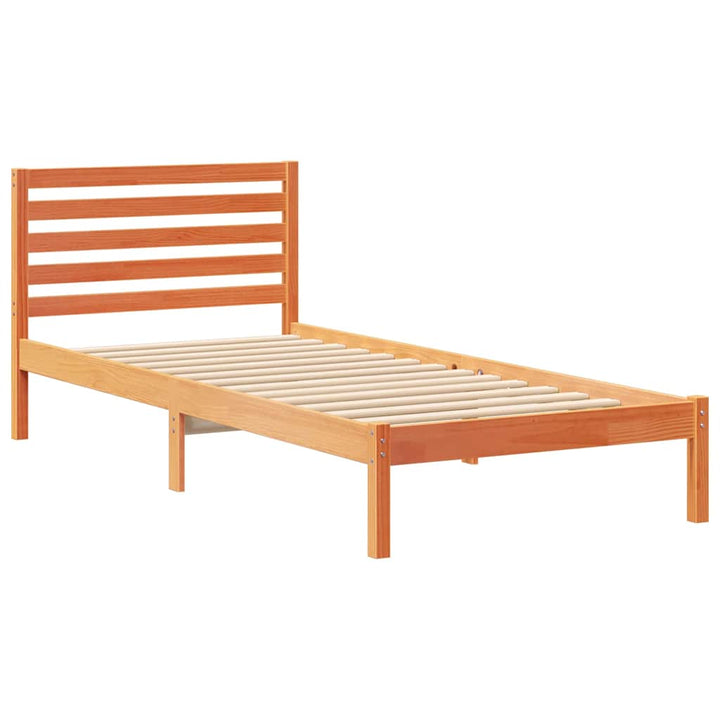 Sengestel med hovedgærde Voks brun 100 x 210 cm Massiv fyrretræ