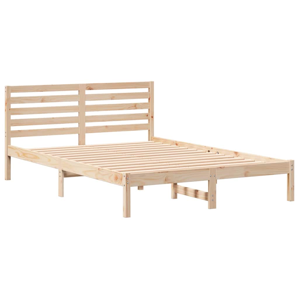 Sengestel med hovedgærde Brun 140 x 210 cm Massiv fyrretræ