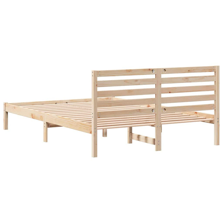 Sengestel med hovedgærde Brun 140 x 210 cm Massiv fyrretræ