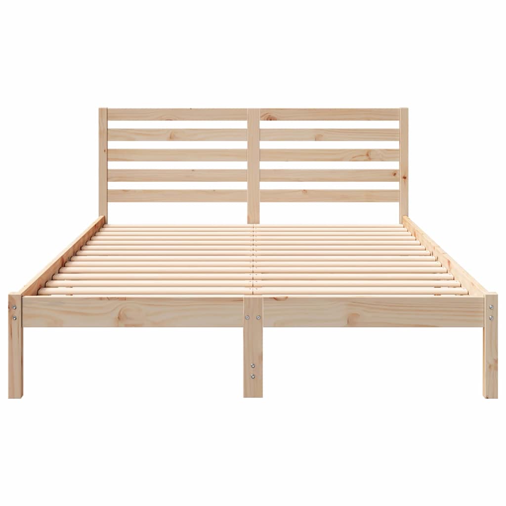 Sengestel med hovedgærde Brun 140 x 210 cm Massiv fyrretræ