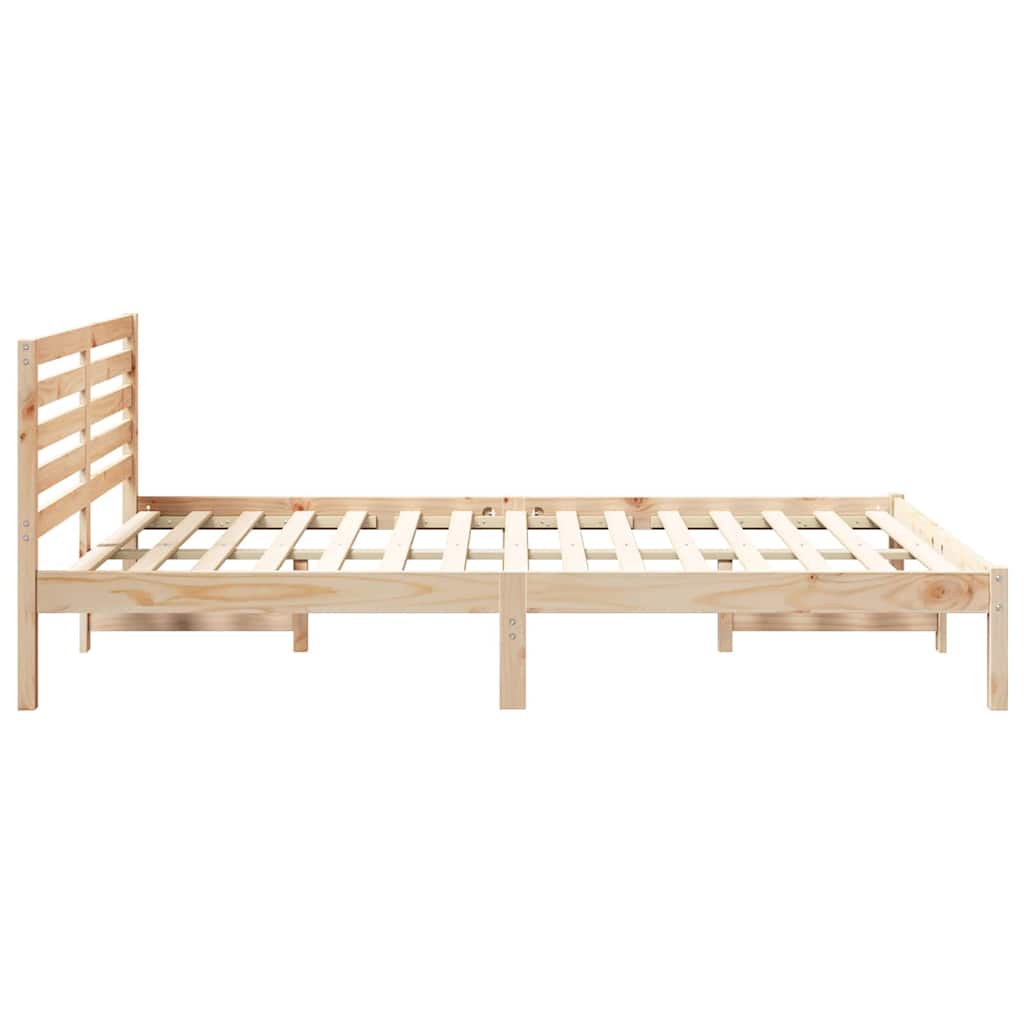 Sengestel med hovedgærde Brun 140 x 210 cm Massiv fyrretræ