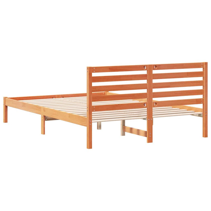Sengestel med hovedgærde Voks brun 140 x 210 cm Massiv fyrretræ