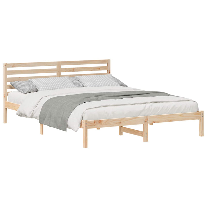 Sengestel med hovedgærde Brun 160 x 210 cm Massiv fyrretræ