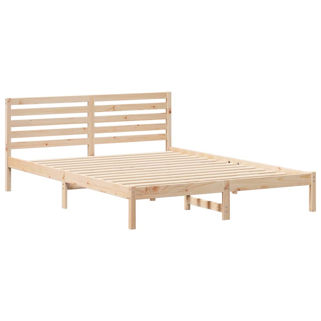 Sengestel med hovedgærde Brun 160 x 210 cm Massiv fyrretræ