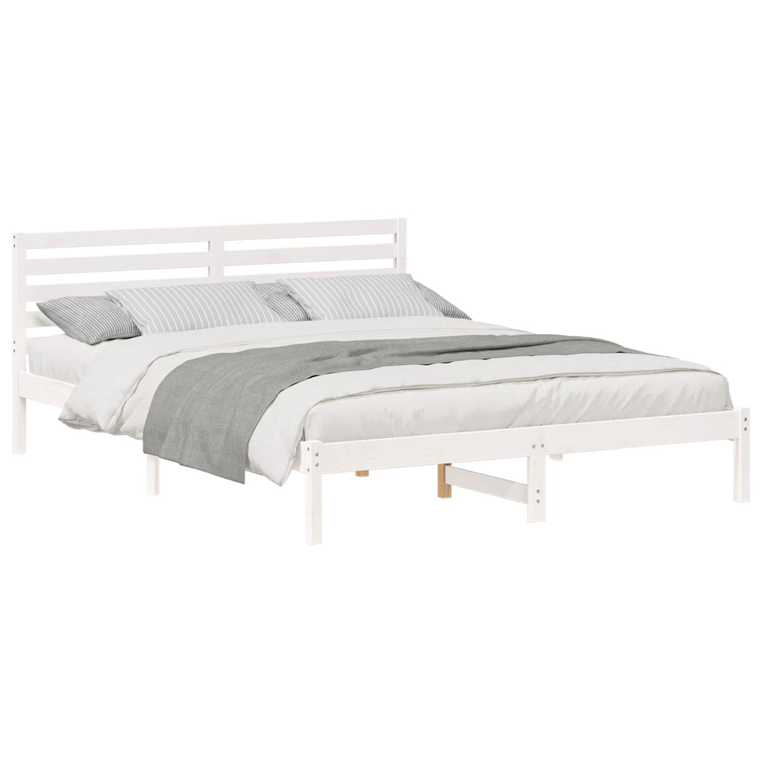 Sengestel med hovedgærde Hvid 160 x 210 cm Massiv fyrretræ