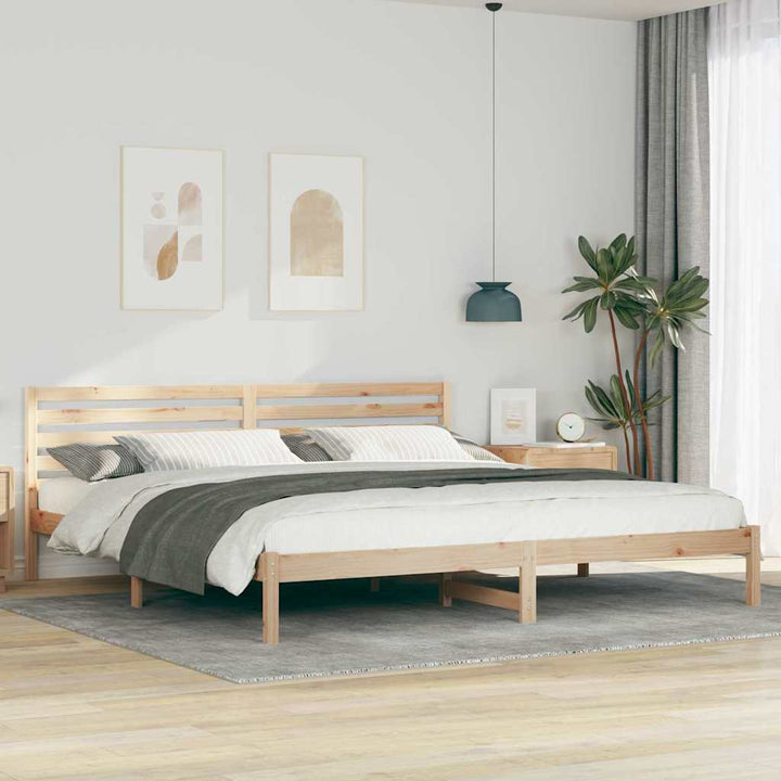 Sengestel med hovedgærde Brun 180 x 210 cm Massiv fyrretræ