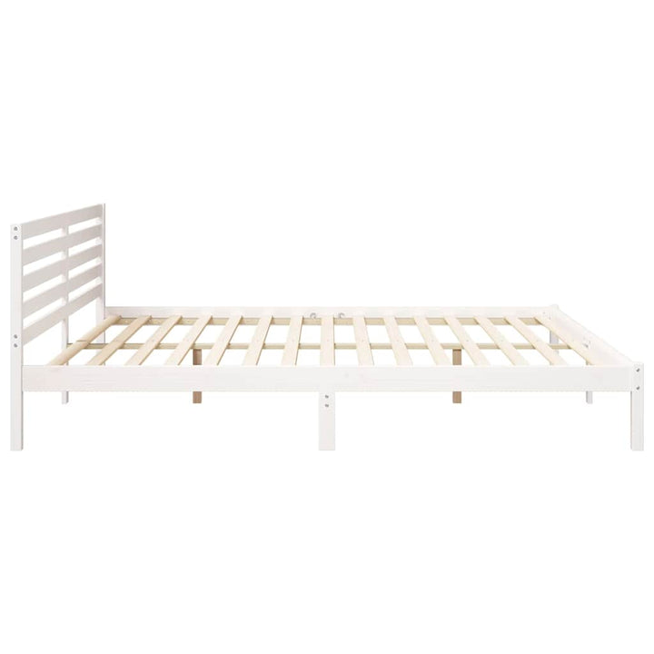 Sengestel med hovedgærde Hvid 180 x 210 cm Massiv fyrretræ