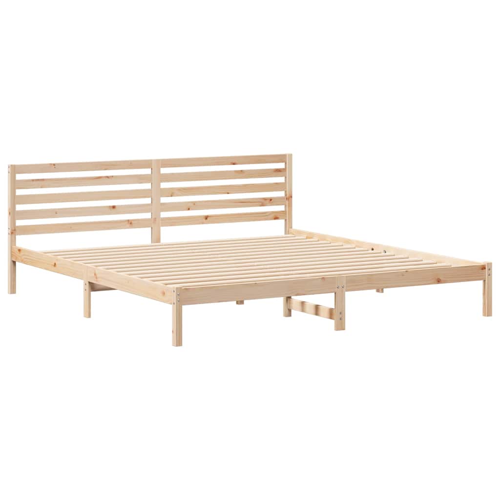 Sengestel med hovedgærde Brun 200 x 210 cm Massiv fyrretræ