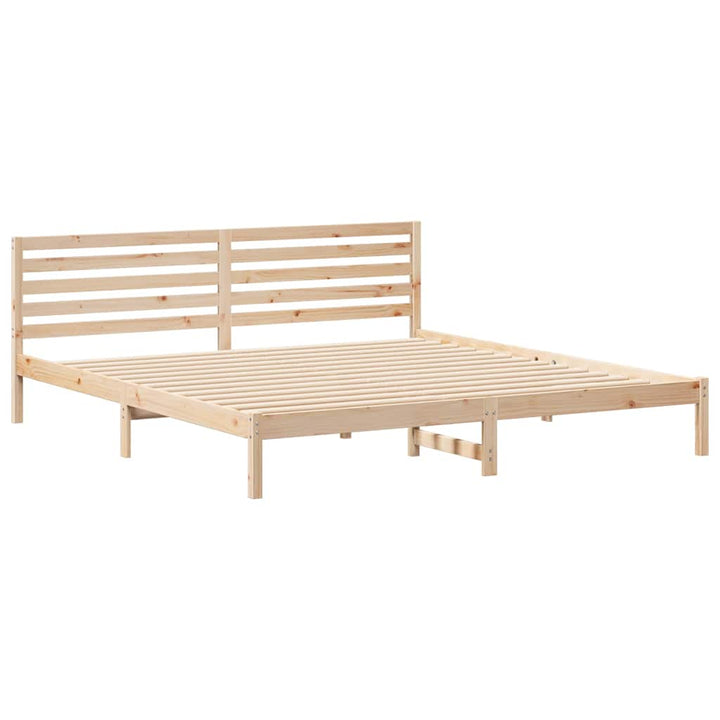 Sengestel med hovedgærde Brun 200 x 210 cm Massiv fyrretræ