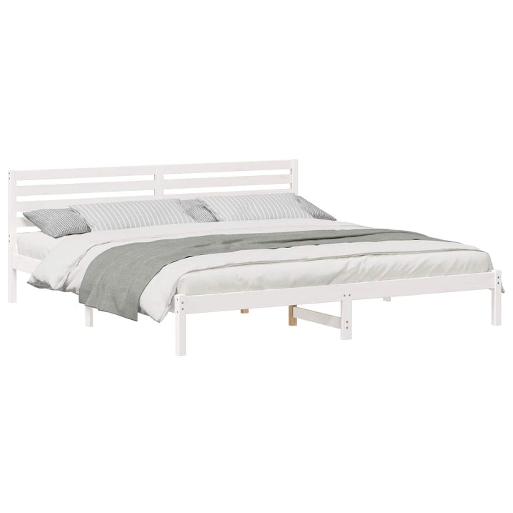 Sengestel med hovedgærde Hvid 200 x 210 cm Massiv fyrretræ