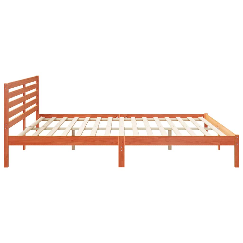 Sengestel med hovedgærde Voks brun 200 x 210 cm Massiv fyrretræ